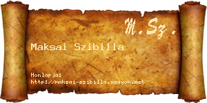 Maksai Szibilla névjegykártya